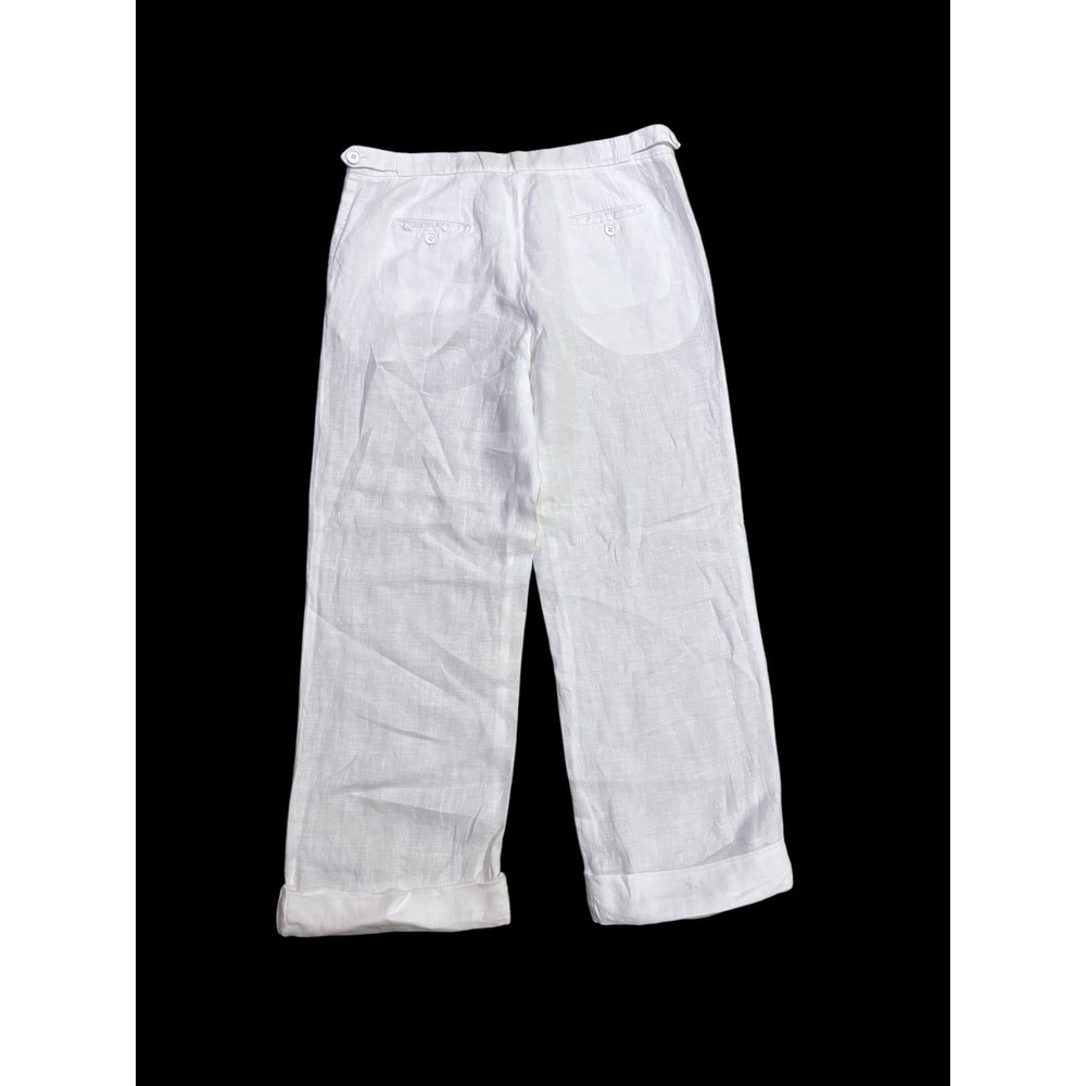JULIA JENTZSCH Linen Wide Legged Cuffed Pants White Women's Size 8